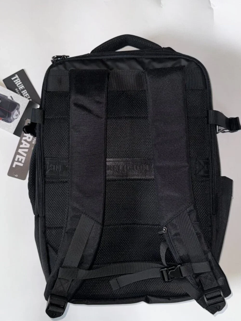 True Religion Will travel backpack in black with a volume of 23 l